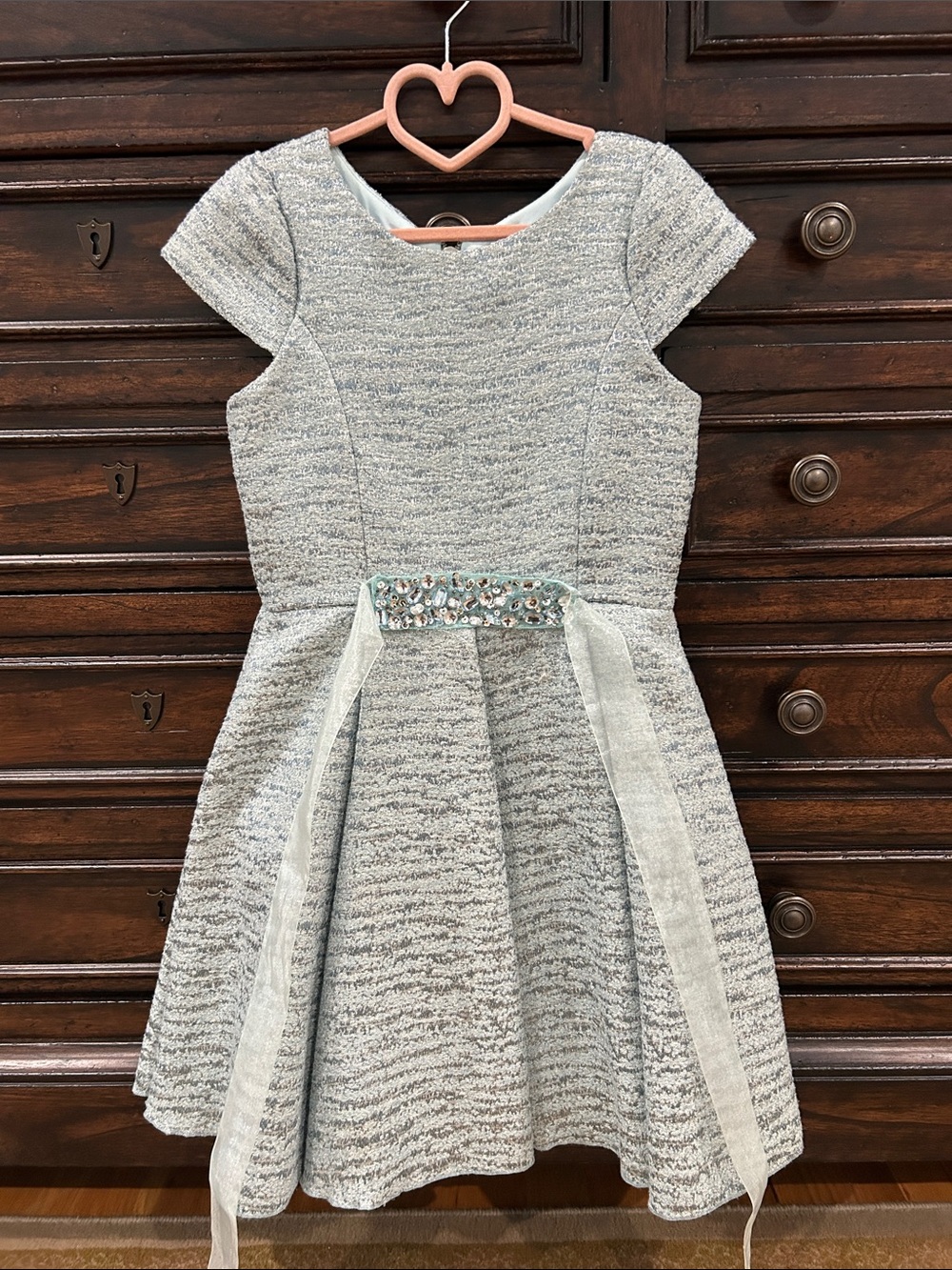 Zoe Ltd Size 10 Stunning Pale Blue Girls' Party Dress with Embellished Sash